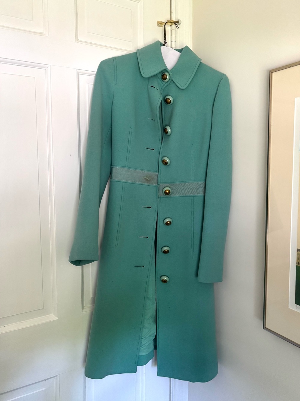 1990s vintage moschino cheap and chic teal wool coat